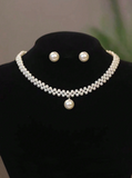 Shein - 3pcs/Set Exquisite Minimalist Style Faux Pearl Necklace And Earring Set