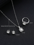 Shein - 4pcs/Set Fashionable Minimalist Luxury Elegant Titanium Steel Cubic Zirconia Square Earrings, Ring, Pendant Necklace Jewelry Set