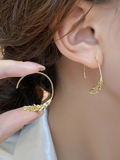 Shein - Unique Wheat Ear Design Stud Earrings, Sophisticated And Versatile Fashion Earring