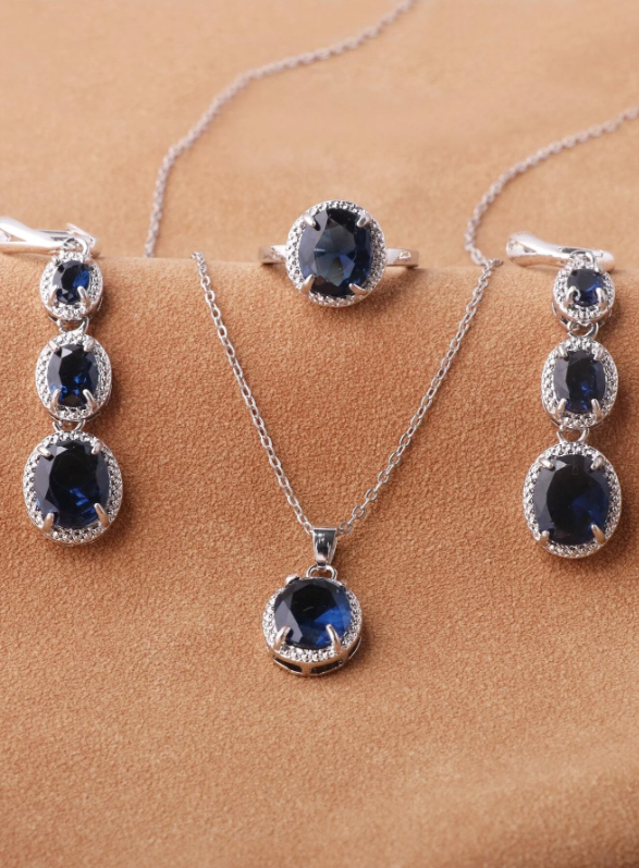 Shein - 4pcs Gemstone Decor Jewelry Set