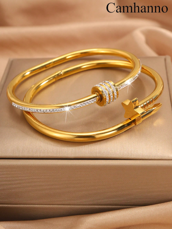 Shein - 2pcs Minimalist Stainless Steel Bracelets