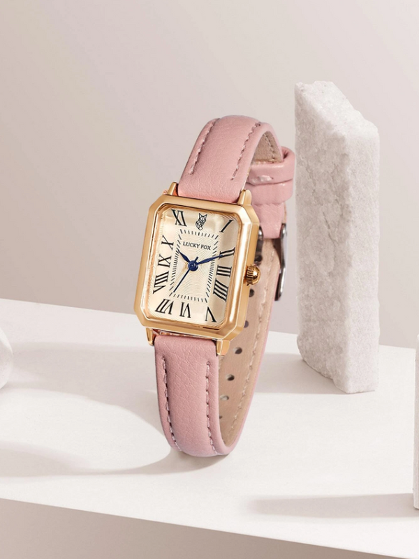 Shein - 1pc Women Pink Simple Casual Business Style Zinc Alloy Retro Quartz Watch