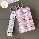 The Original Mini Silicon Zipper coin Pouch With KeyChain White Cat