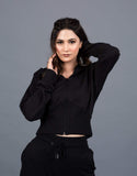 Bodybrics - Slender Waisted Crop Hoodie Black