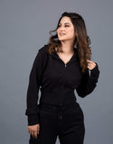 Bodybrics - Slender Waisted Crop Hoodie Black