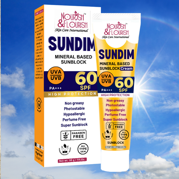 Nourish & Flourish Sundim Sunblock Cream - SPF 60  - Mineral Based Super Sunblock 30g - KD