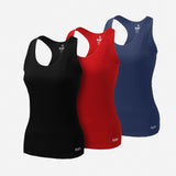 Flush Fashion - Women's Tank Top Ribbed Yoga Racerback Long Tight Fit Gym Shirt - Pack of 3