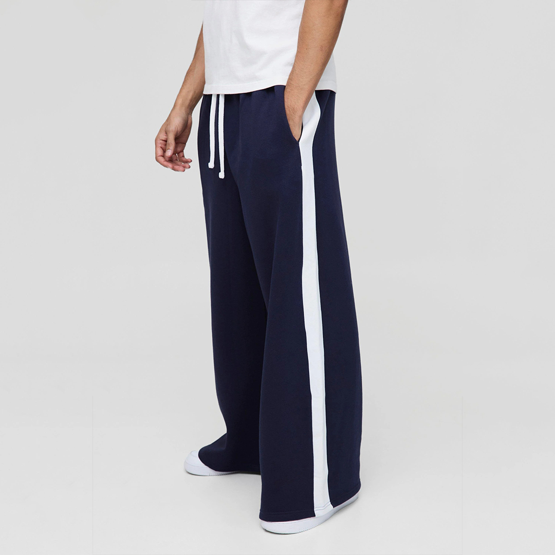 Vybe - Side Panel Wide Leg Trouser - Navyblue – Bagallery