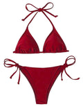 Emerce - Heat Red Padded String Ribbed Bikini