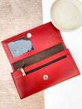 The Original - Women/Ladies Long Pure Leather Wallet With Gift Set Box Red