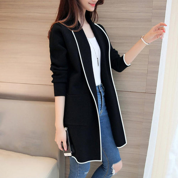 VYBE - Women Lapel Casual Coat - Black