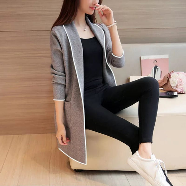 VYBE - Women Lapel Casual Coat - Grey