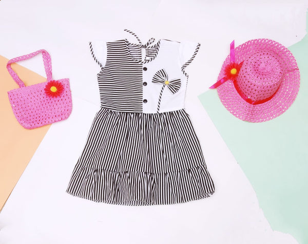 The Original - 1 Piece Black and White Stripe Kids Frock