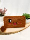 The original Girl Shein Pom Pom Embroidery Fluffly Long Wallet Clutch