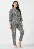 Emerce - Galaxy Printed Pajama Suit Pattern Black