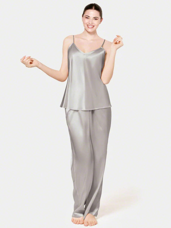 Emerce- Cami Silk Night Suit (Adjustable Strape) - Steel Grey