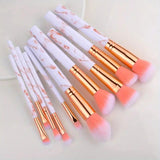 Colorme - 10Pcs Marble Makeup Brush Set Pink