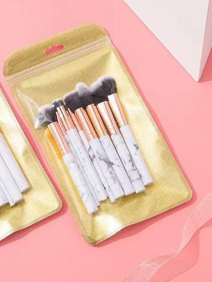 Colorme - 10Pcs Marble Makeup Brush Set Black