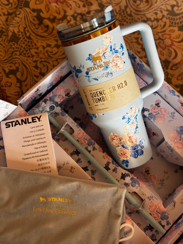 Home.Co - Original Stanley Quencher H2.0 Tumbler 40 oz - LoveShackFancy Everblooming Rosettes