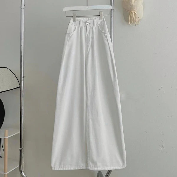 Emerce - Plain Wide Leg Jeans - White