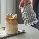 Home.Co - Glass Tumbler with Lid & Straw - Ribbed Wave