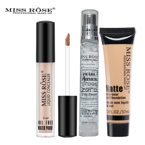 Miss Rose - Concealer , Matte Foundation & Pearl Primer 22ml - 3 Pcs Set-Beige-1