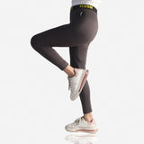 Flush Fashion - Women’s Base Layer Workout Athletic Leggings With Strip - Grey