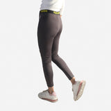 Flush Fashion - Women’s Base Layer Workout Athletic Leggings With Strip - Grey
