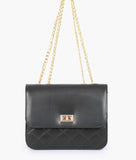 RTW - Black Quilted Chain Cross-Body Bag