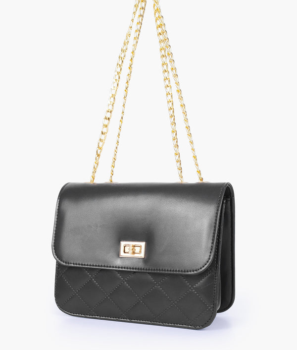 RTW - Black Quilted Chain Cross-Body Bag