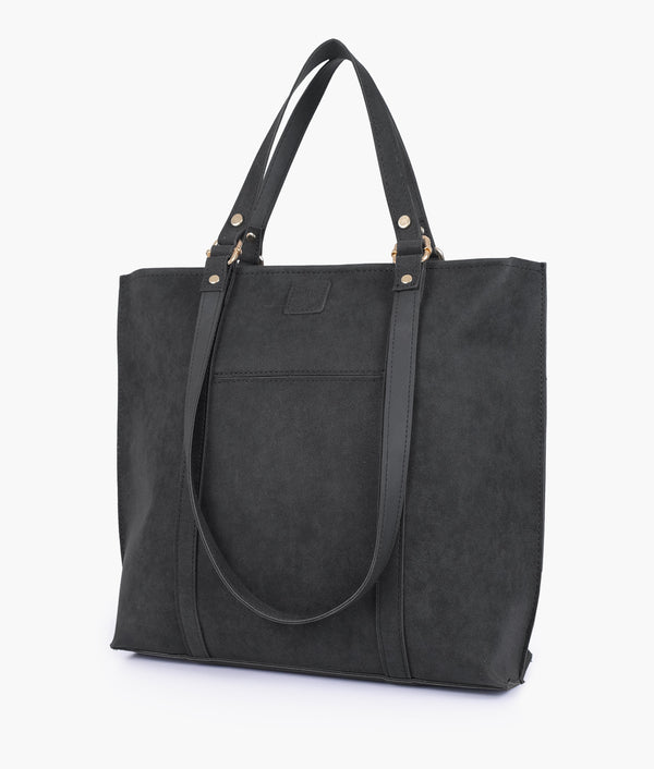 RTW - Black Mocha Suede Double-Handle Tote