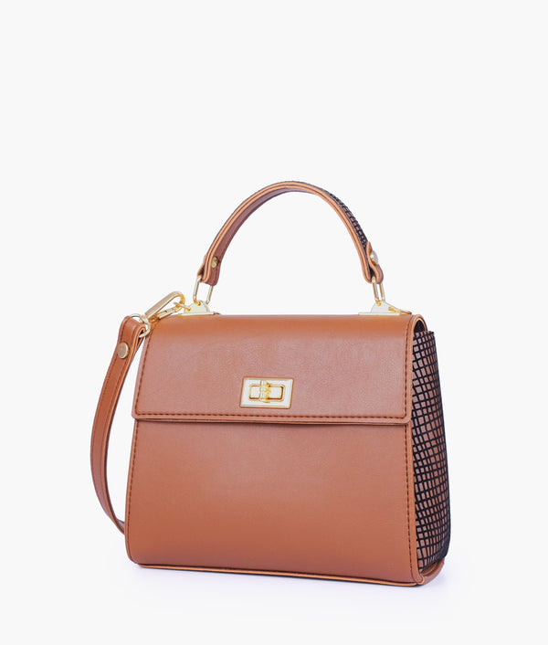 RTW - Brown Criss-Cross Top-Handle Bag