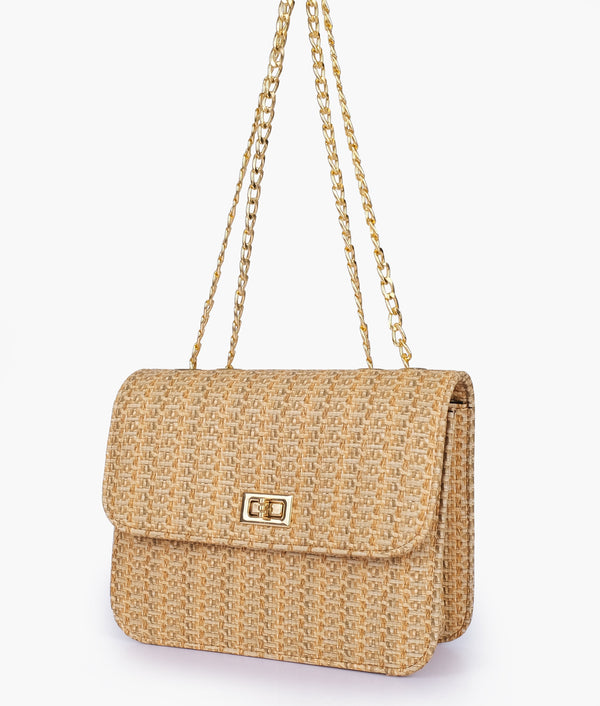 RTW - Brown Woven Chain Cross-Body Bag