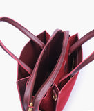 RTW - Burgundy suede trapeze top-handle bag