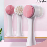 Colourme - Julystar 3D Double Side Silicone Facial Cleansing Brush Portable For Face Cleaning And Massage Tool For Girls & Women