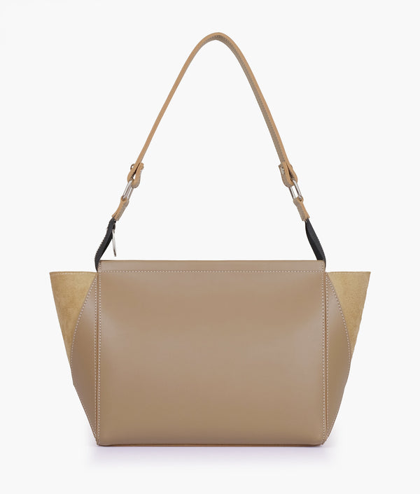 RTW - Coffee suede trio twist handbag