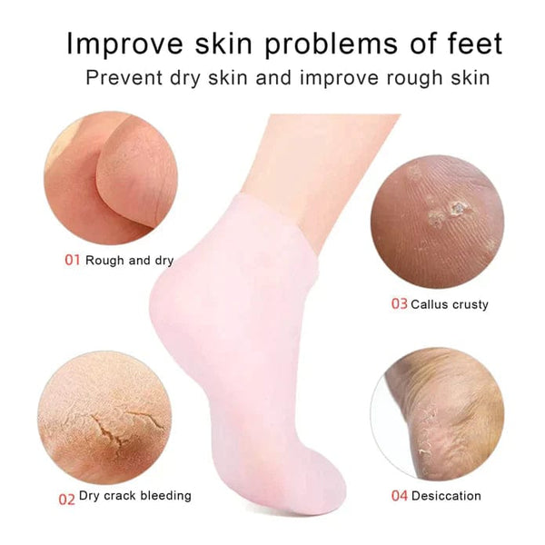 1Pair Foot Care Socks Moisturizing Silicone Gel Heel Socks Cracked Foot Cover Mask Foot Skin Care Protectors Beauty SPA Home Use