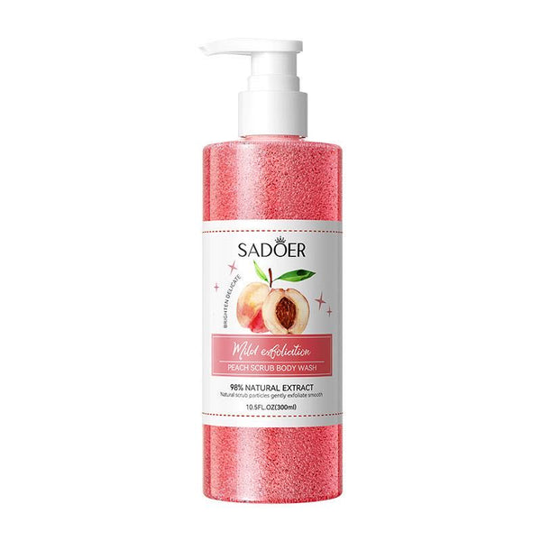 SADOER Honey Peach Vitamin C Fruit Skin Hydrating Body Wash Scrub Exfoliating Lightening Whitening Shower Gel 300ml SD57102