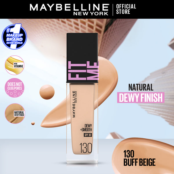 Maybelline New York- New Fit Me Dewy + Smooth Liquid Foundation SPF 23 - 130 Buff Beige 30ml - For Normal to Dry Skin