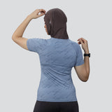 Flush Fashion - Women's Flex Fit Breathable Activewear T-Shirt - Ice Blue