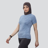 Flush Fashion - Women's Flex Fit Breathable Activewear T-Shirt - Ice Blue