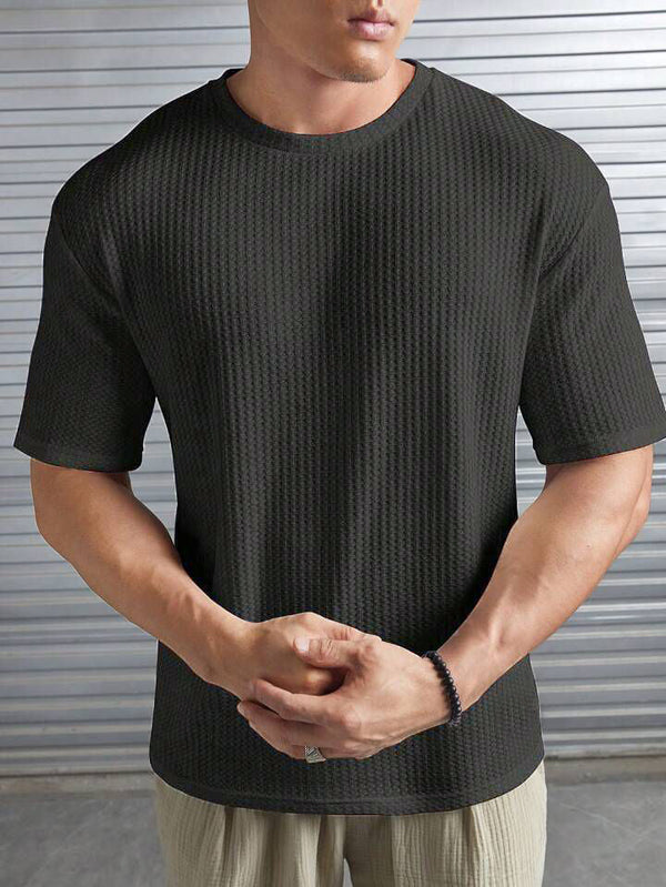 Emerce - Oversized Waffle Knit Tee For Men - Charcoal