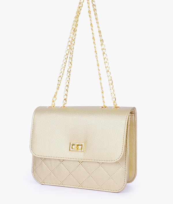 RTW - Golden Quilted Chain Cross-Body Bag