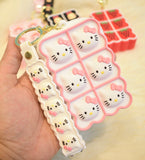 The Original Mini Silicon Zipper coin Pouch With KeyChain White Cat