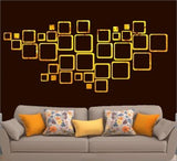 Home.Co- Geometric Rectangle DIY Acrylic Mirror Wall Sticker Golden