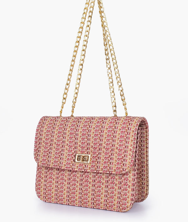 RTW - Maroon Woven Chain Cross-Body Bag