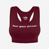 Flush Fashion - Women's Seamless Sports Bra, Support for Yoga Gym - Maroon