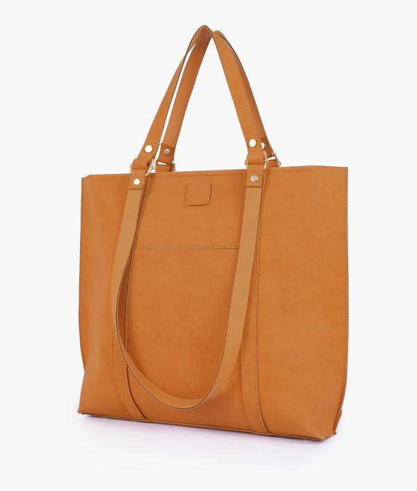 RTW - Mustard Mocha Suede Double-Handle Tote