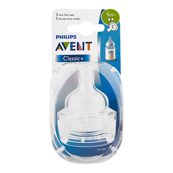 PHILIPS Classic+ Slow Flow Teats Pack Of 2 1m+ SCF632/27