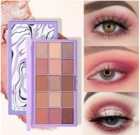 Miss Rose - New Mysterious Pink & Purple Rectangle 15 Color Eyeshadow kit-Purple